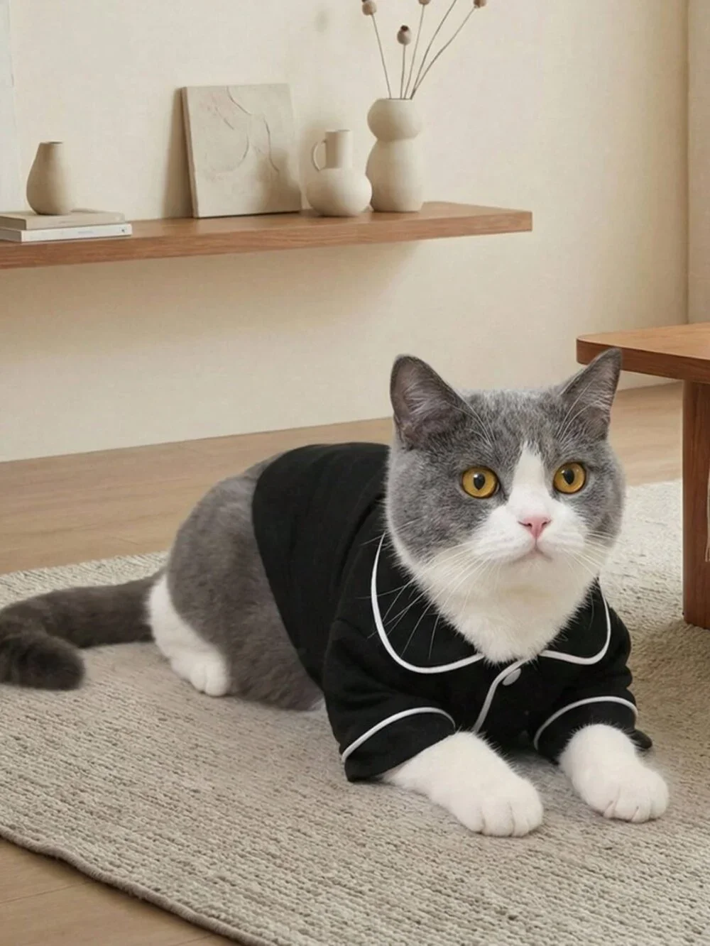 Black Cute Pet Clothes, Dog & Cat Pajamas'